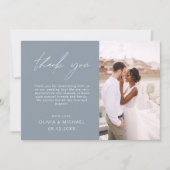Mariage bleu poussiéreux Merci photo minimaliste (Devant)