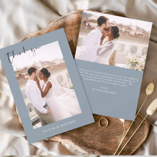 Mariage bleu poussiéreux Merci photo minimaliste