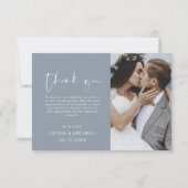 Mariage bleu poussiéreux Merci photo minimaliste (Devant)