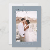 Mariage bleu poussiéreux Merci photo minimaliste (Devant)