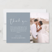 Mariage bleu poussiéreux Merci photo minimaliste (Devant)