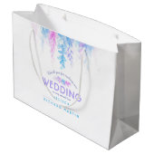 Mariage bleu rose fleurs merci grand sac cadeau (Dos Angle)