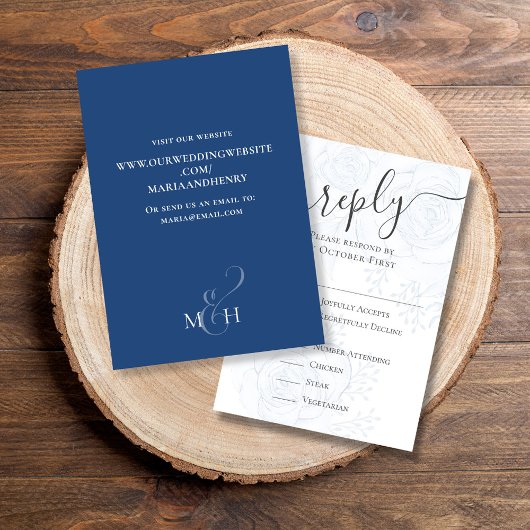Mariage bleu RSVP choix de repas QR Code