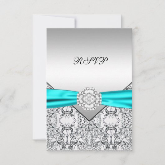 Mariage bleu turquoise RSVP (Devant)