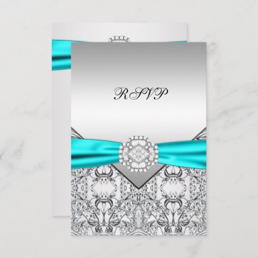 Mariage bleu turquoise RSVP (Devant / Derrière)
