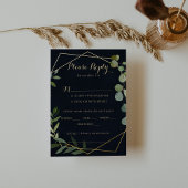 Mariage bleu vert or géométrique Menu Choix RSVP