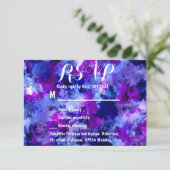 Mariage bleu violet d'aquarelle moderne RSVP (Debout devant)