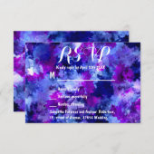 Mariage bleu violet d'aquarelle moderne RSVP (Devant / Derrière)