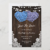 Mariage bleu violet rustique Enregistrer Les Carte (Devant)