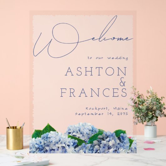Mariage Bliss Blue Hydrangea Bordure Bienvenue (Mariage)