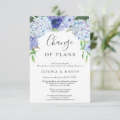 Mariage Blue Hydrangea Reporté Faire-part (Debout devant)