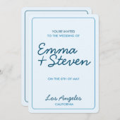 Mariage Blue Modern Invitation (Devant / Derrière)