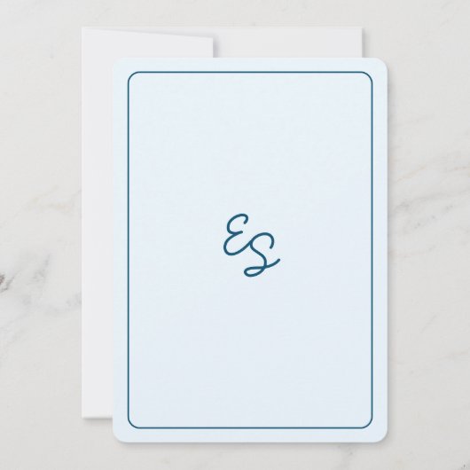 Mariage Blue Modern Invitation (Dos)