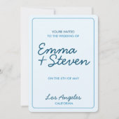 Mariage Blue Modern Invitation (Devant)