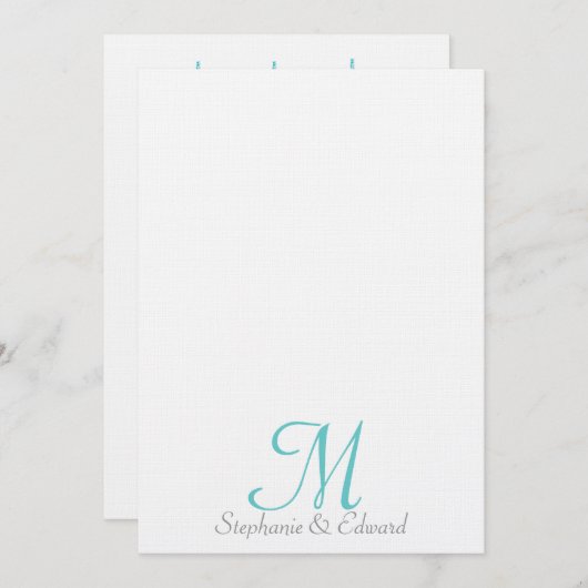 Mariage Blue Monogramme Starfish Beach Invitation (Devant / Derrière)