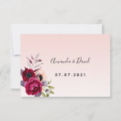 Mariage blush rose or floral RSVP (Dos)