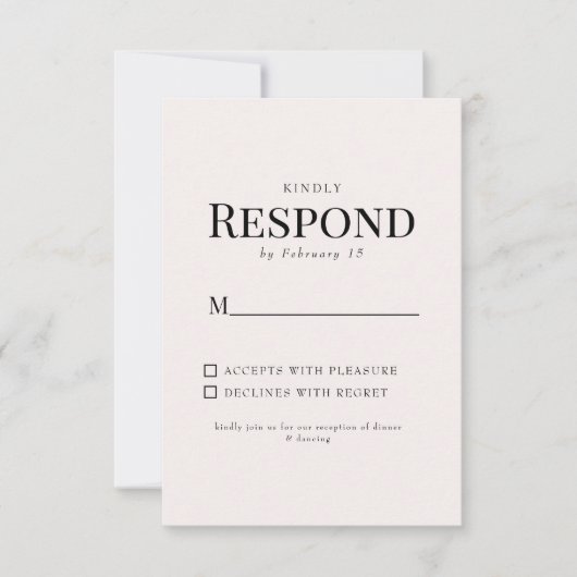 Mariage Blush simple Foliage RSVP (Devant)