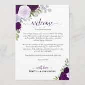 Mariage Bohème Fleurs Roses Bienvenue & Programme (Devant)