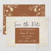 Mariage Bohème Terracotta Save The Date (Devant / Derrière)