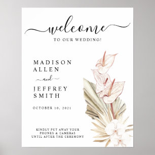 Mariage bohème tropical Affiche de bienvenue débra
