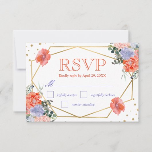 Mariage Boho Aquarelle Fleurs d'Été RSVP (Devant)