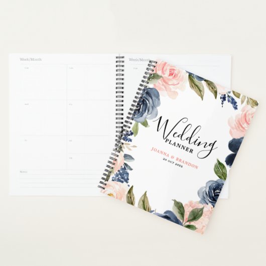 Mariage Boho bleu bleu bleu rose bleu marine (Devant avec enveloppe)