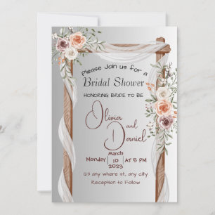 Mariage Boho Pink Peony Arch Cadre Invitation