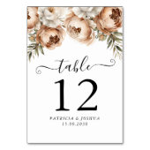 Mariage Boho Rustique Numéro de table Carte double (Dos)