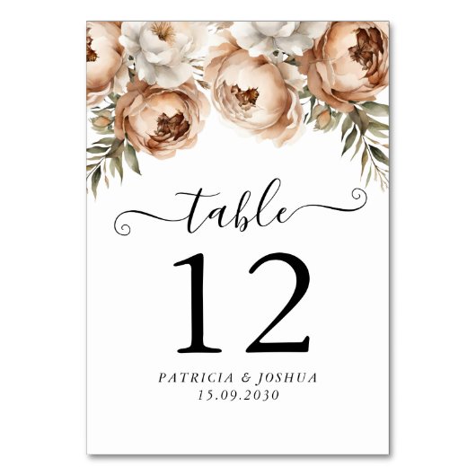 Mariage Boho Rustique Numéro de table Carte double (Dos)