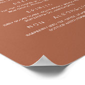 Mariage Boire Menu Bar Signer Poster de réception (Coin)