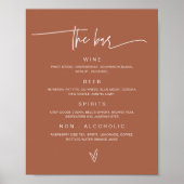 Mariage Boire Menu Bar Signer Poster de réception (Devant)
