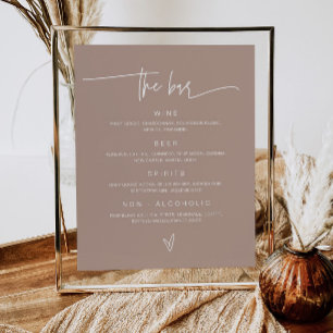 Mariage Boire Menu Bar Signer Poster de réception 