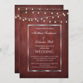 Mariage Bois Rustique Lumières Fée Invitation (Devant / Derrière)