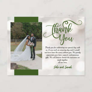 Mariage Bokeh Merci note Carte postale