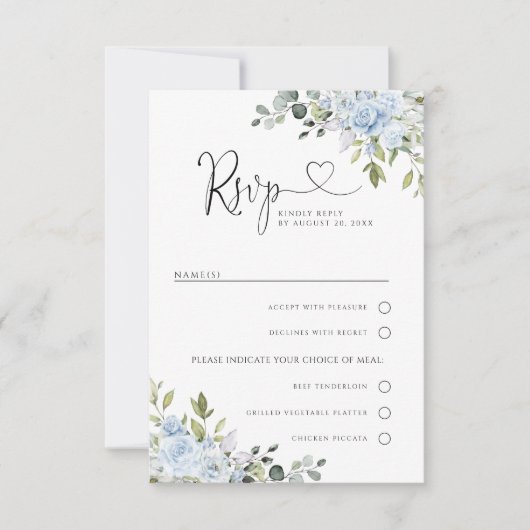 Mariage Botanique Bleu Tendre avec RSVP Choix de R (Devant)