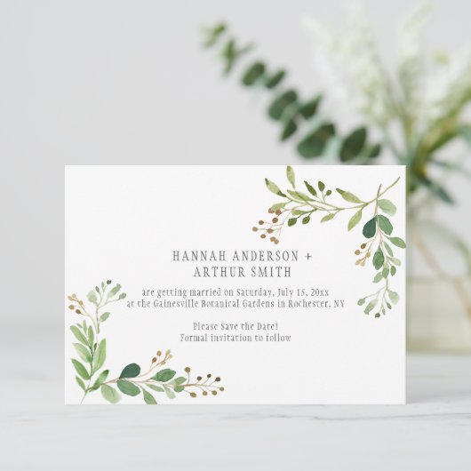 Mariage Botanique Enregistrer La Date Invitations  (Debout devant)