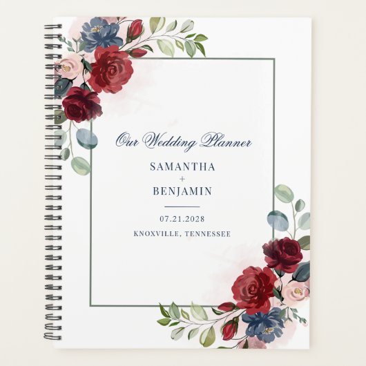 Mariage botanique floral bordeaux verdure script (Devant)