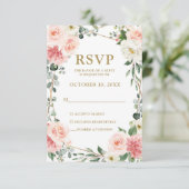Mariage botanique géométrique rose pâle RSVP (Debout devant)