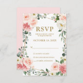 Mariage botanique géométrique rose pâle RSVP (Devant / Derrière)
