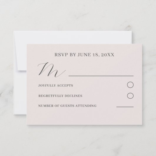 Mariage botanique moderne Rose or RSVP (Dos)