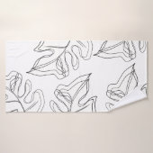 Mariage botanique Monstera noir et blanc (Serviette de bain)