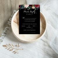 Mariage botanique noir rustique Menu Choix RSVP