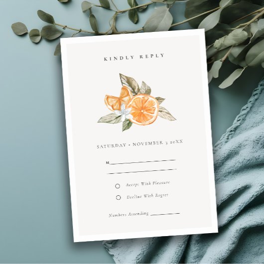 Mariage botanique orange minimal RSVP