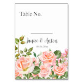 Mariage botanique rose pâle Numéro de table (Dos)