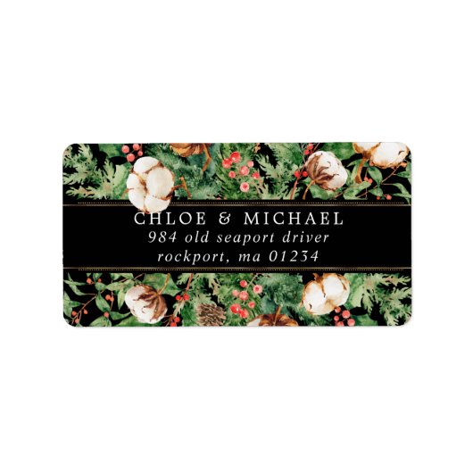 Mariage Botanique Rustique d'hiver Étiquette de co (Devant)