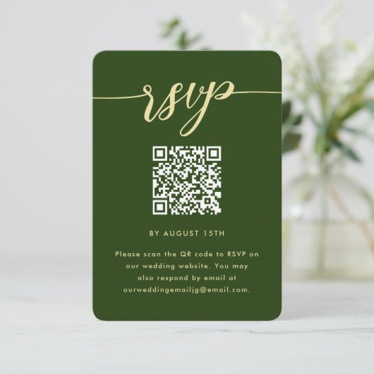 Mariage botanique rustique vert RSVP avec code QR (Debout devant)