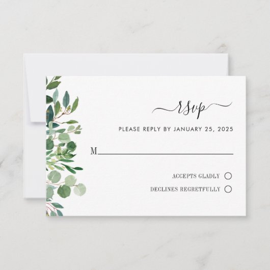 Mariage botanique simple Eucalyptus Greenery RSVP (Devant)