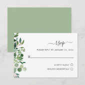 Mariage botanique simple Eucalyptus Greenery RSVP (Devant / Derrière)