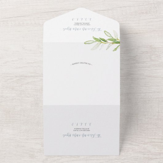 Mariage Botanique Simple Tout En Une Invitation (Dehors)