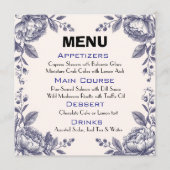 Mariage botanique vintage gravure Menu (Devant)